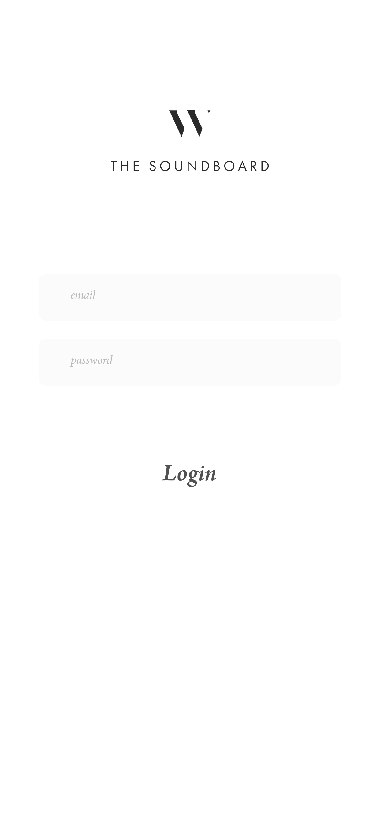 Login screen